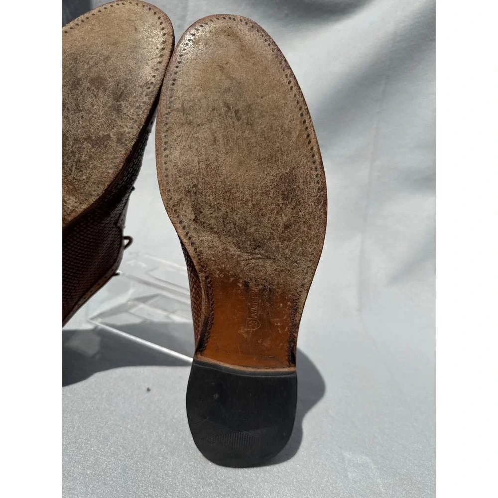Allen Edmonds Shreveport Shoes Mens 12 D Tan Good Woven Leather Cap Toe Oxford